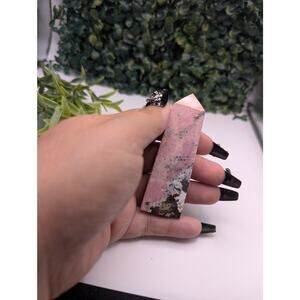 Pink High quality Peruvian Rhodonite tower tourmaline inclusions witchy fairy